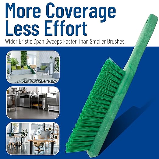 SPARTA Handheld Soft Counter Brush 8 Inch Bristle Span, Multi-Use Dust Brush with 5 Inch Handle for Tables, Countertops, and Delicate Surfaces, Polyester, Green