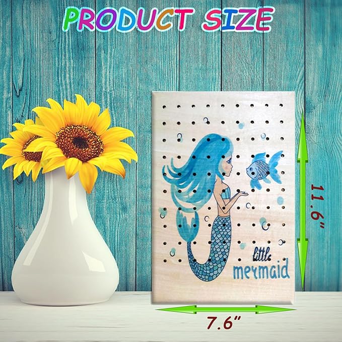 Hanging Jewelry Holder Organizer, Jewelry Hanger Wall Mount,Hanging Jewelry Organizer for Stud Earrings,Necklaces,Rings (Little Mermaid)