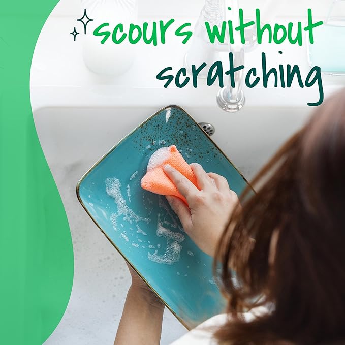 Scotch-Brite Dobie Non-Scratch All-Purpose Scrub Pads, Original Cleaning Sponges for Kitchen & Bathroom, Safe on Non-Stick Cookware, Reusable (12 Pads, 4 Packs of 3, Assorted Colors)