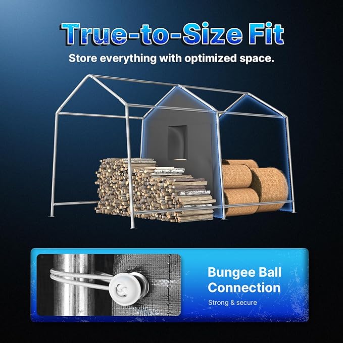 ADVANCE OUTDOOR 8x14 ft Steel Metal Peak Roof Portable Garage Shelter Storage Shed Carport for Motorcycle, Bike or Garden Tools with 2 Roll up Doors & Vents, Gray