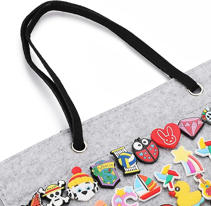 JUXYES Shoe Charms Organizer Wall Hanging Collection Holder With 216 Holes, Portable Decorative Croc Display Hanging Decoration Storage Organizer, Gray