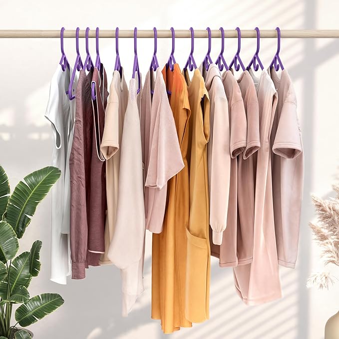 NEATERIZE Ultra Heavy Duty Plastic Clothes Hangers - Purple - Durable Coat, Suit and Clothes Hanger. Perchas De Ropa (24 Pack - Purple)