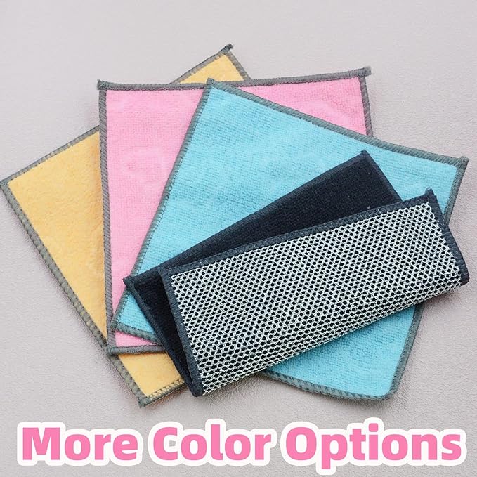 6Pack Double-Side Wire Dishcloth, Upgrade Wire Cleaning Cloths, Multipurpose Non-Scratch Wire Dishwashing Rags for Home/Kitchen(7.87''x7.87'') - Pink