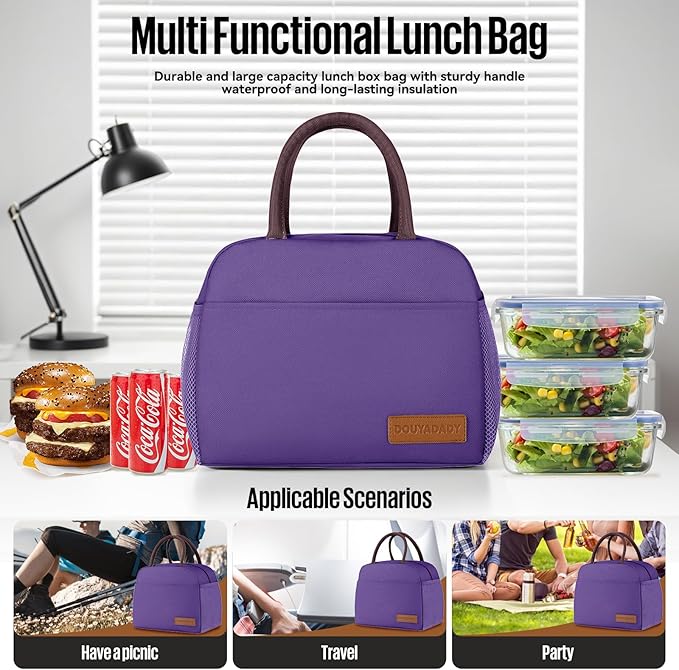 Lunch Bag Women/Men Lunch Box Women/Men (Dark purple)