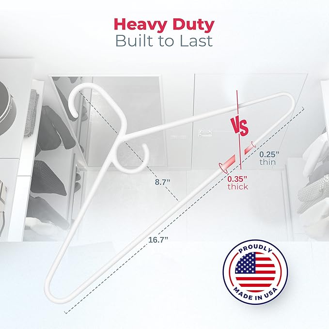 Neaties Heavy Duty Clothes Hangers 20 Pack (24 Count) – Made in The USA – 8lb Capacity Plastic Hangers for Adult Clothing – Durable for Pants, Coats, Jackets, or Jeans – Blue