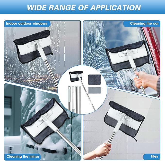 Disposable Dust Mop with 3 Shiny Cleaning Wipe Cloths, 360°Spin No Wash Mop, 4Ft Extension Pole Snap Grip Mini Mop -Automatic Cloth Changing, Small Disposable Dust Mop Set for Tile, Floor and Wall