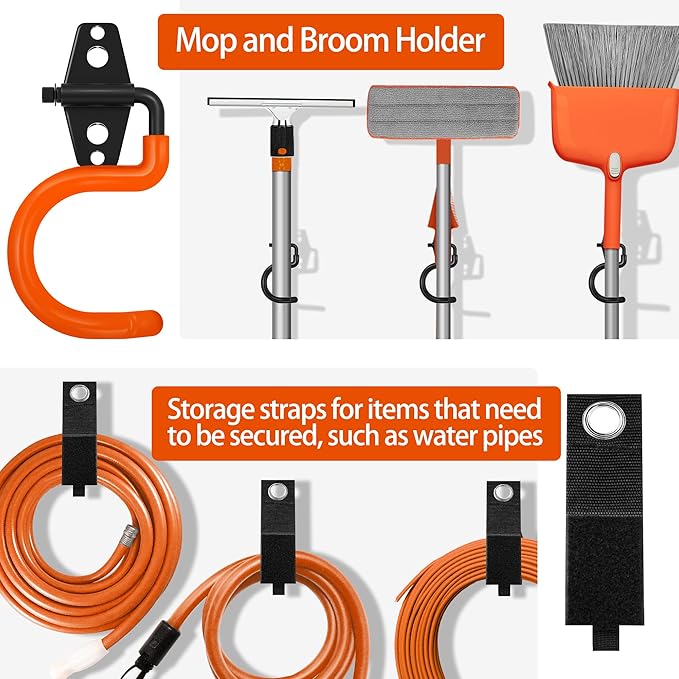 28 Pack Garage Hooks Heavy Duty - Garage Storage and Organization Ladder Hooks with Non Slip PVC Coating for Hanging Bike，Ladder，Garden Tools，Hose