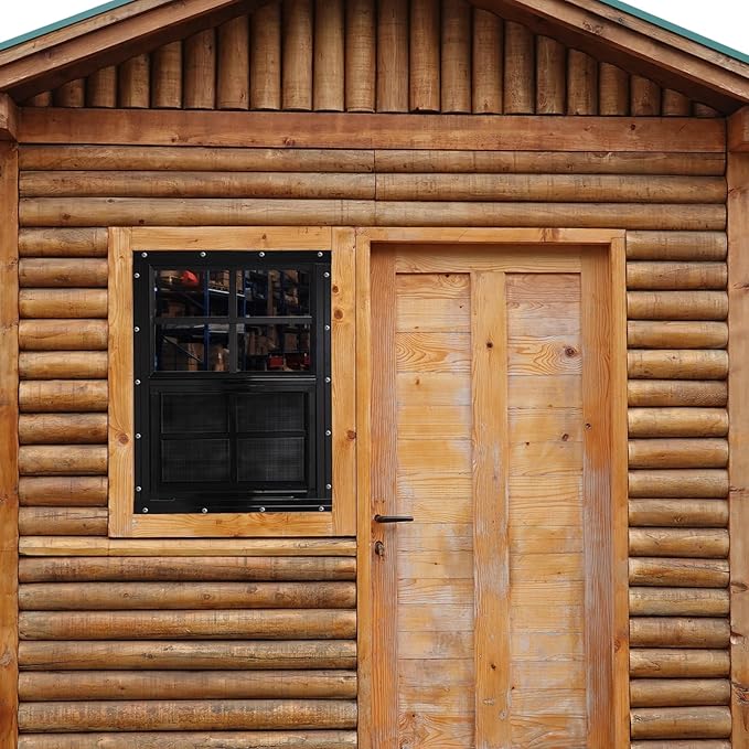 NeatiEase Upgraded Shed Windows 2 Pack, 30" x 30" Windows with Tempered Glass and Stainless Steel Screen for Shed, Chicken Coop, Playhouse, Household, Garage(Black)