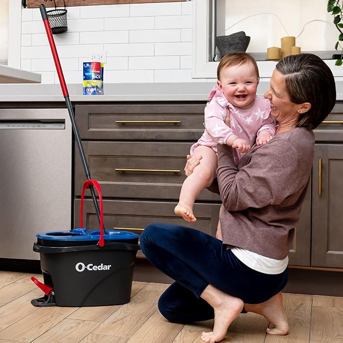 O-Cedar RinseClean Spin Mop & Bucket System | Clean with Water | Removes 99% of Bacteria