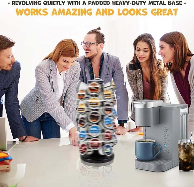 K Cup Holders,K Cup Holder, K Cups Holder,K Cup Carousel, Coffee Pods Holder Storage Organizer Stand,No Assembly Required,Black (Capacity of 40 Pods, Black)