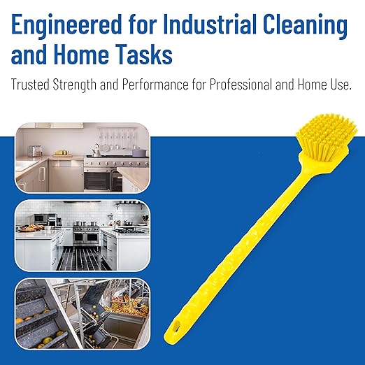 SPARTA 40501EC04 Plastic Large Scrub Brush, Kitchen Brush, Utility Brush With Long Handle For Cleaning, 20 Inches, Yellow