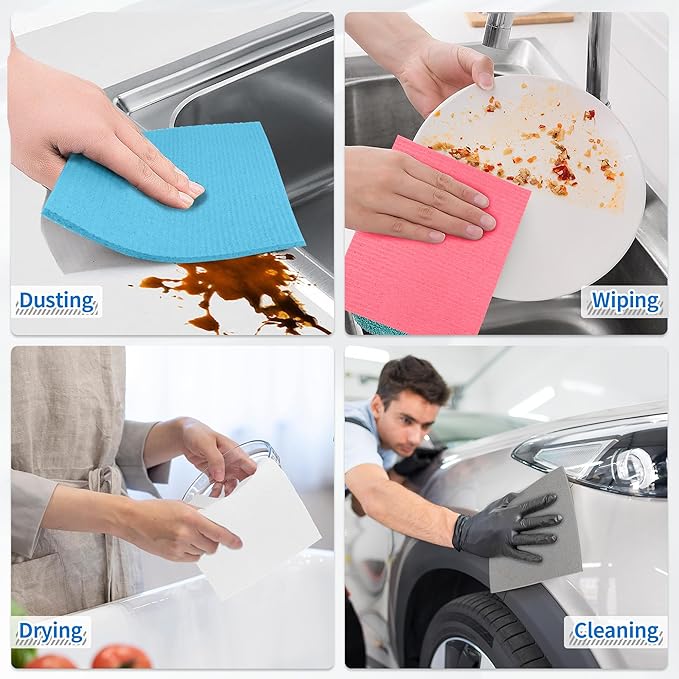 HOMERHYME Swedish Dishcloths, 18 Pack Multicolor Kitchen Cloths, Absorbent Dish Towels for Kitchen, Multipurpose Cellulose Sponge Cloths, Reusable Washable Towels for Home & Kitchen