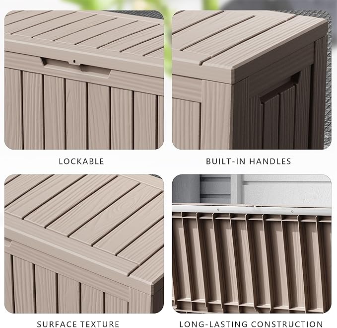 80 Gallon Waterproof Resin Deck Box, UV Resistant Outdoor Storage for Garden, Patio, Porch, Delivery（Black，80 Gallon）