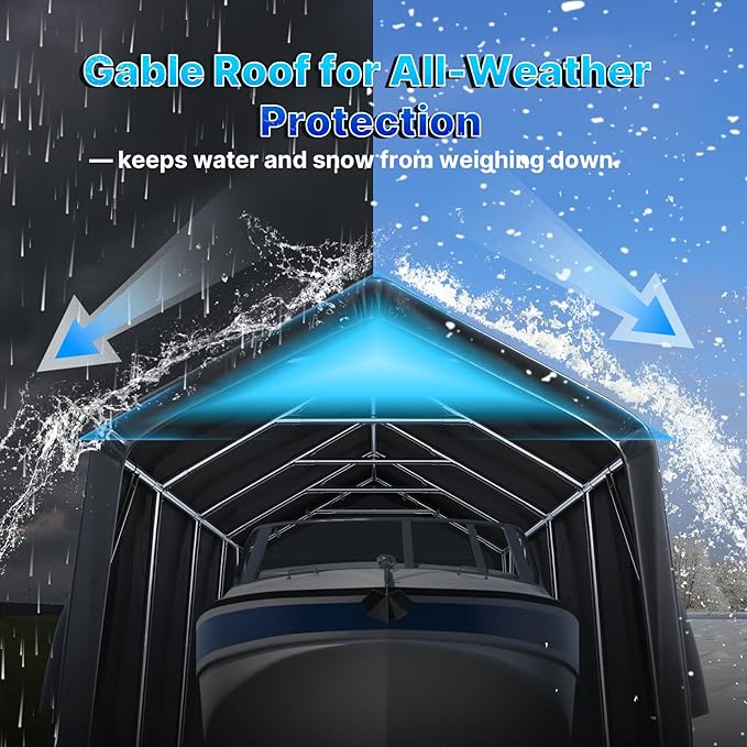 ADVANCE OUTDOOR Heavy Duty 10x20 ft Carport Outdoor Patio Portable Canopy Storage Shelter Shed with 2 Roll up Zipper Doors & Vents for Snowmobile Garden Tools, Gray