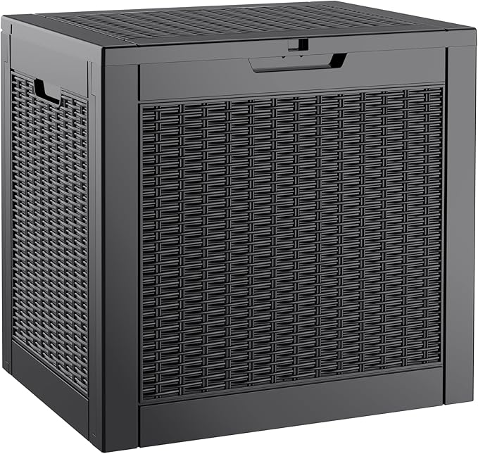 KAMABOKO 30 Gallon Outdoor Storage Box, Resin Deck Boxes Indoor and outdoor, Waterproof Storage Box Lockable Lid for Garden Tools, Package Delivery, Pool Supplies, Patio Cushions, Black