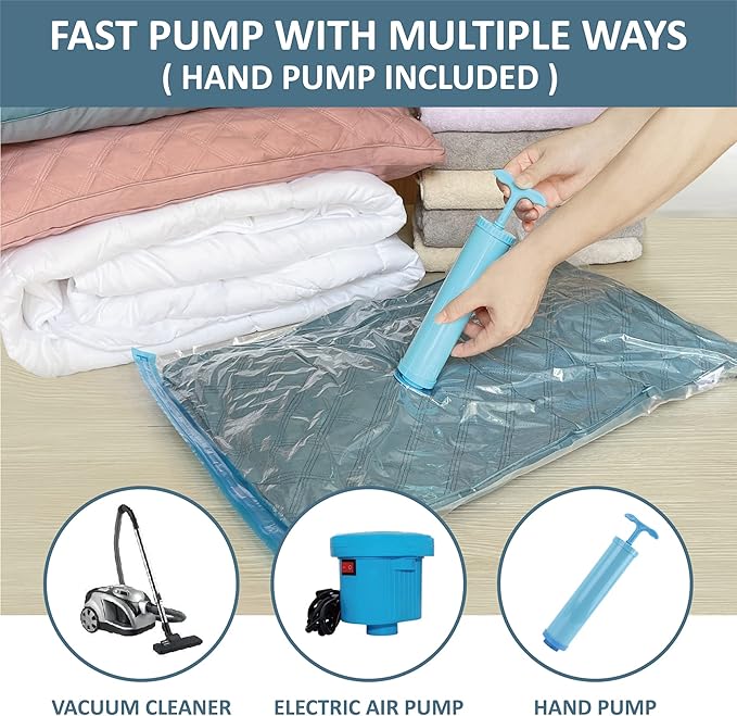 10 Pack Vacuum Storage Bags, 5 Jumbo and 5 Large Compression Space Saver, Vacuum Seal Bags for Clothes, Clothing, Comfoters, Pillows, Blanket, Bedding