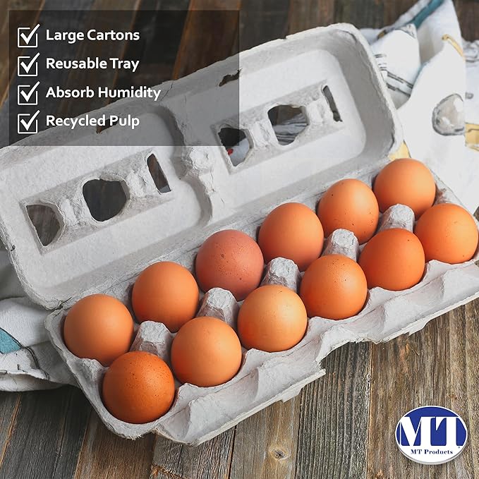 MT Products Blank Natural Pulp Egg Cartons 1 Dozen 11.50" x 4.2" x 1.25" - Perfect for Chicken Farm (Pack of 15) - Made in the USA