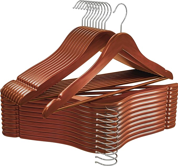 Utopia Home Premium Wooden Hangers 30 Pack - Durable & Slim Coat Hanger - Suit Hanger with 360-Degree Rotatable Hook - Wood Hangers with Shoulder Grooves (Cherry Color)