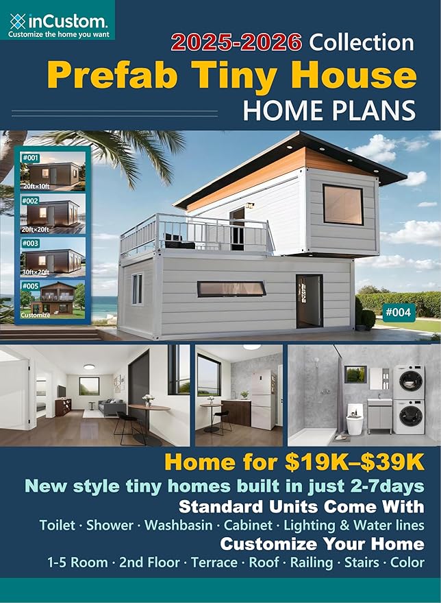 Incustom#004 Plan for Tiny Houses to Live in for Adults prefab Homes Foldable Container Modular Mobile Home casas prefabricadas para Vivir 2 Floors 2 bedrooms