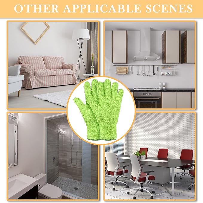 Patelai 3 Pairs Microfiber Plant Dusting Gloves Leaf Cleaning Gloves for Indoor Plants, Blinds, Furniture, House(Green Yellow, Blue, Pink,Medium)