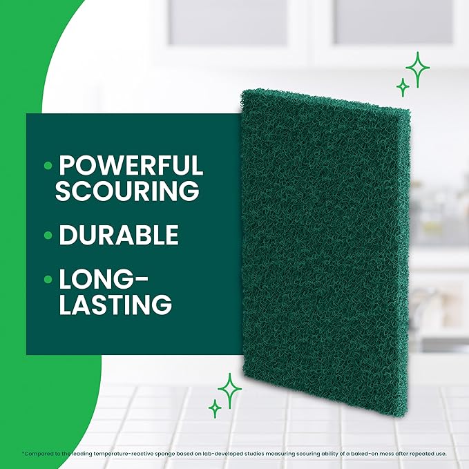 Scotch-Brite Heavy Duty Scouring Pad, Durable and Long-Lasting Dish Scrubber for Kitchen + Outdoor, 30 Scrub Pads for Uncoated Pots and Pans, Cast Iron Cooktops, Grill Grates, Oven Racks, and BBQ