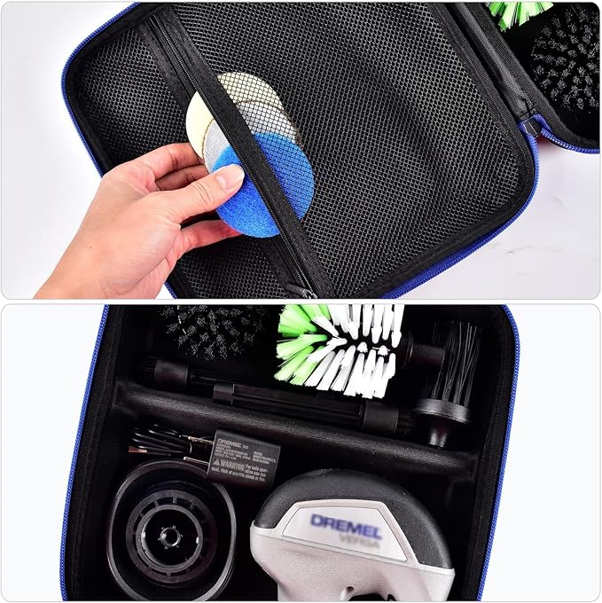 Case for Dremel Versa Power Scrubber Kit Cleaning Tool PC10-07/ PC360-5 Grout Brush, Bathroom Shower Scrub Kitchen & Bathtub Cleaner Holder for More Kinds Spin Scrubbers, Sponge Pads(Box Only)