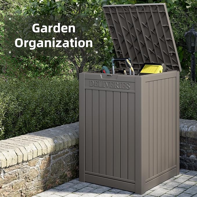 Package Delivery Box for Outside, 48 Gallon Storage with Lockable Secure Design, Large Resin Outdoor Package Drop Cabinet