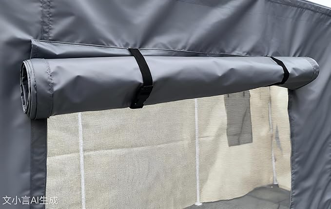 Rutile 10x20 Carport Replacement Sidewall, 180G PE Waterproof & UV Protected Sidewall Cover (Gray, Sidewall Panel with Mesh Windows)