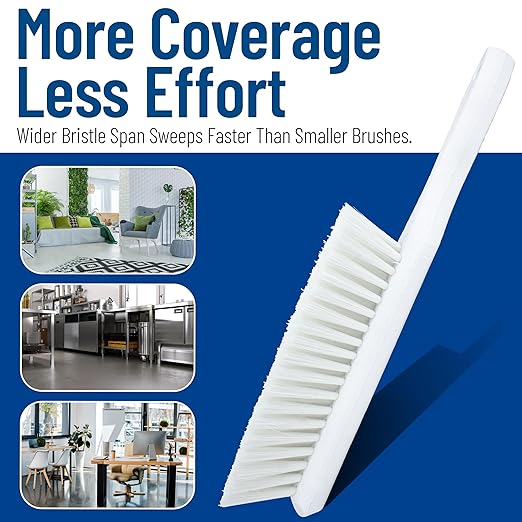 SPARTA Handheld Soft Counter Brush 8 Inch Bristle Span, Multi-Use Dust Brush with 5 Inch Handle for Tables, Countertops, and Delicate Surfaces, Polyester, White, (Pack of 6)