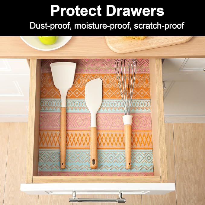 Cooyes Shelf and Drawer Liners for Kitchen Cabinets, Non Adhesive Cabinet Liner, EVA Waterproof Durable Non-Slip Drawer Mats for Shelves, Refrigerator, Storage, Desks（11.8" W x 118" L）