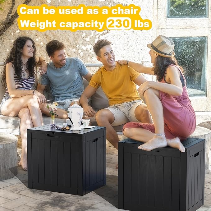 30 Gallon Waterproof Outdoor Storage Box,Resin Deck Box,Lockable Outside Storage Box Container for Patio Furniure,Garden (30 Gallon Black)