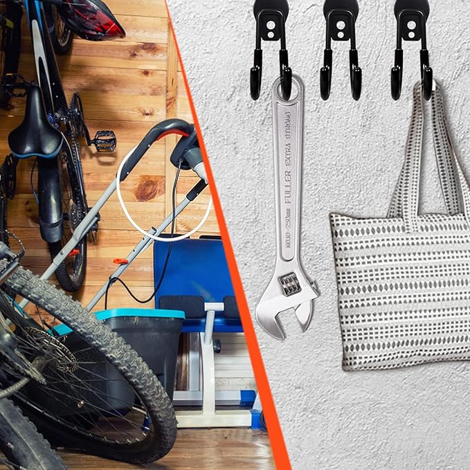 15 Pack Garage Hooks Heavy Duty,Garage Hangers Storage System Hooks for Shed Yard Tools Ladders Bikes Hose Hanging Wall Mount with Anti-Slip Coating