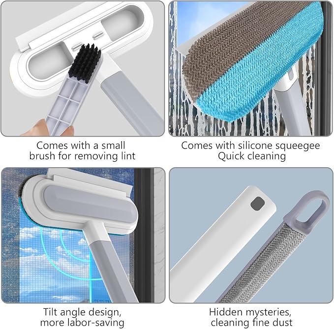 2 PCS Screen Cleaner Brush, 4-in-1 Window Mesh Cleaning Tool, Wet and Dry Dual-Use