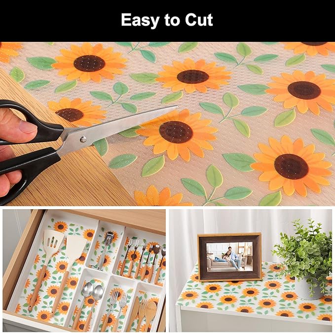 Cooyes Shelf Liner – Premium Non-Adhesive Cabinet & Drawer Liner for Kitchen – Waterproof Shelf Paper with Modern Pattern – Durable EVA Cabinet Mat – Easy to Cut （12" W x 360" L）