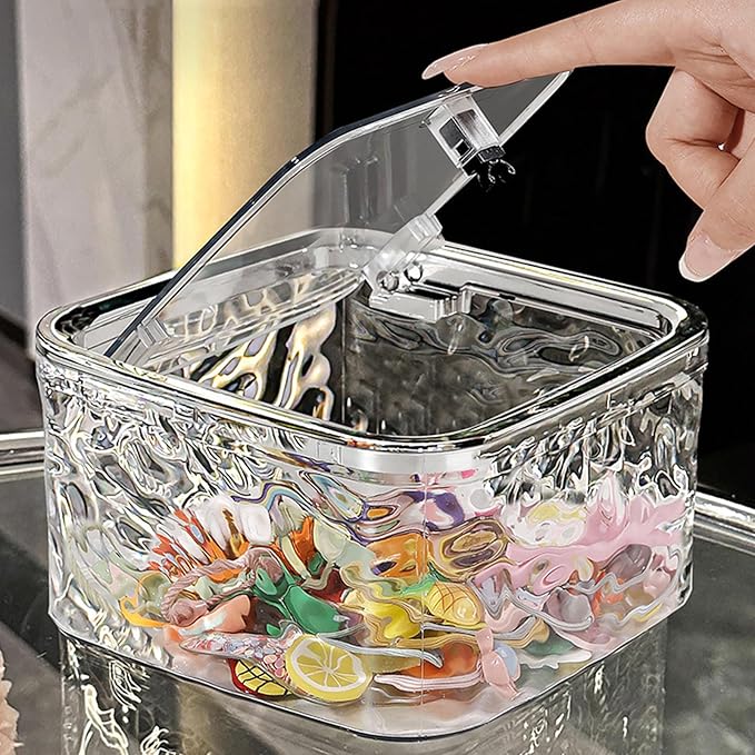 Chic Transparent Hair Accessory Organizer,Portable Flip-Top Hair Tie Organizer,Vanity Container (Transparent,M)