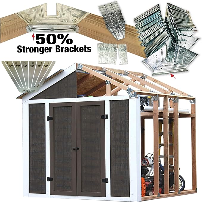 50% Structurally Stronger Truss Design Easy Shed Kit Builds 6'–14’ Widths Any Length - Bonus Miter Template, Storage Shed Garage Barn Playhouse Easy Framing Kit, Peak Roof 2x4 Basic DIY EZ Framer Kit