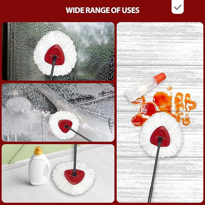 Mop Head Replacement, 4 Pack Spin Mop Refill Replace Head Compatible for Oceda EasyWring 1-Tank System, Microfiber Machine Washable, Not Easy to Dislodge