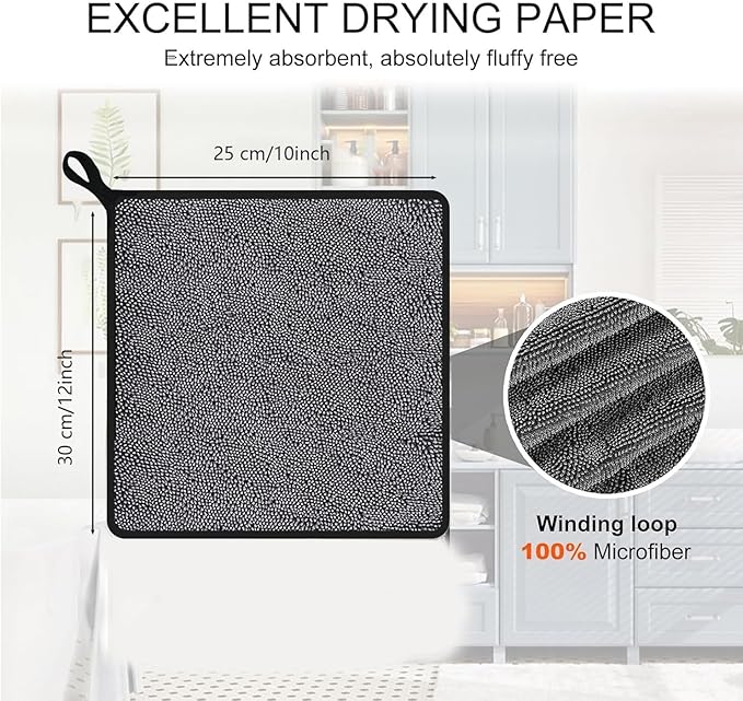 Shiny Shower Wipes Shower Cleaning Cloth, Super Absorbent Bath Towels, Shower Doors Drying Towels, Streak Free Glass Window Car Mirror Microfiber Cleaning Cloths (5, 10"X12")