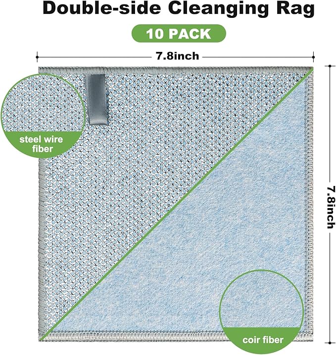 20pcs Non Scratch Wire Dishcloth Multipurpose Wire Dishwashing Rag for Wet and Dry,Metal Scrubbers for Cleaning Dishes,Dual-Sided Kitchen Cleaning Cloth with Mesh,Cleaning Tool for Pot, Blue