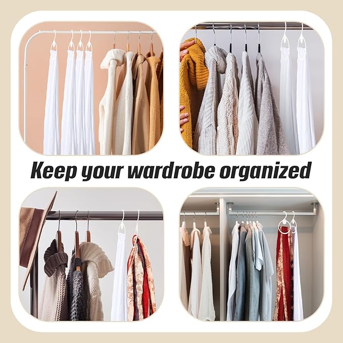 50 Pcs Scarf Hanger Plastic Holder Organizer Space Saving Scarf Organizer Clothes Hanger for Scarves Headscarves Clothing Sorting Storing (White)