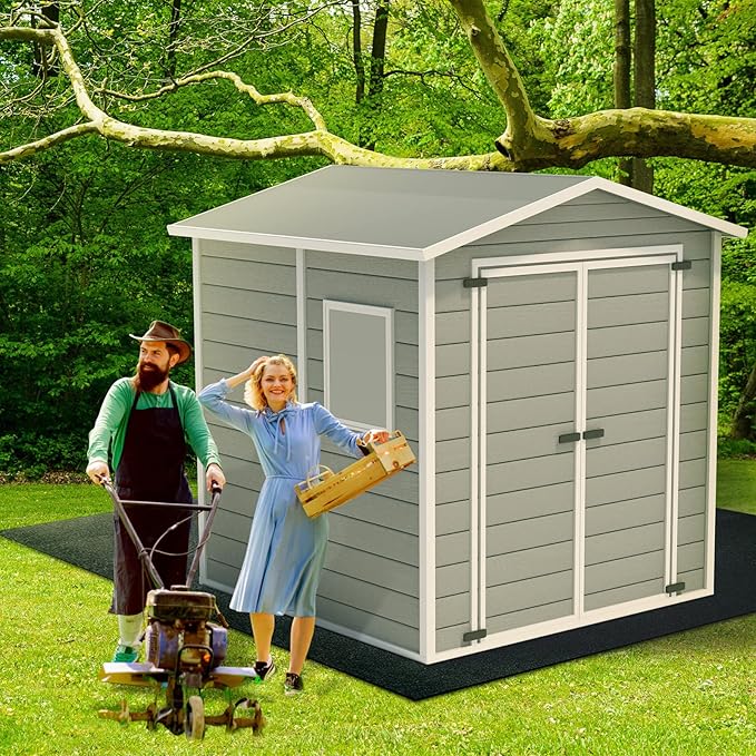 Haull Outdoor Storage Shed Floor Mat Waterproof Outdoor Carport Mat Thickened Soft Patio Furniture Pad Washable with Non Slip Backing, Storage Shed Not Included(9.8 x 12 ft)