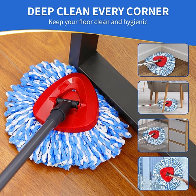 12 Pack Spin Mop Replacement Heads Compatible with Ocedar RinseClean 2 Tank System,Microfiber Mop Refill Heads for O Cedar Cleaning All Hard-surfaced Floor