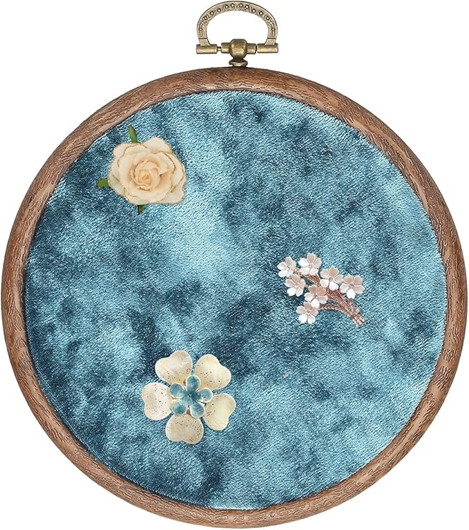 uxcell Round Pin Display Board, Velvet Wall Hanging Brooch Jewelry Display Stand Storage Holder for Enamel Pins Badges Brooches Jewelry, Porous Blue