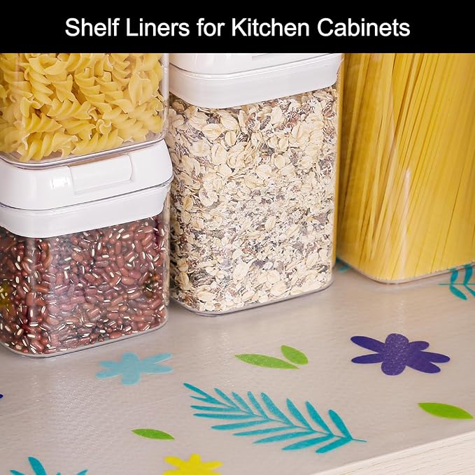 Cooyes Shelf Liner – Premium Non-Adhesive Cabinet & Drawer Liner for Kitchen – Waterproof Shelf Paper with Modern Pattern – Durable EVA Cabinet Mat – Easy to Cut （24" W x 120" L）