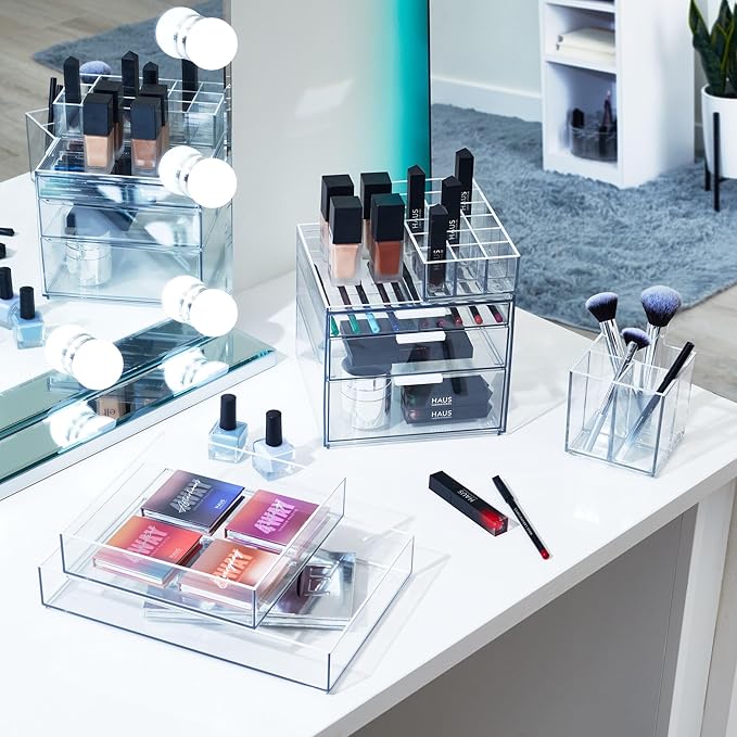 iDesign The Sarah Tanno Collection Cosmetic Organizer Cube, 4" x 4" x 4.25", Clear