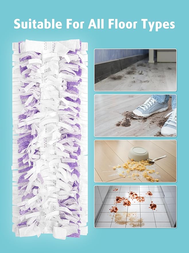 AIR U+ 12 Pack Disposable Power Mop Pads Refills for Swiffer Power Mop, Unscented 14-Layer Thickened Multi-Surface Replacement Mopping Refills Pads for Floor Surface Cleaning