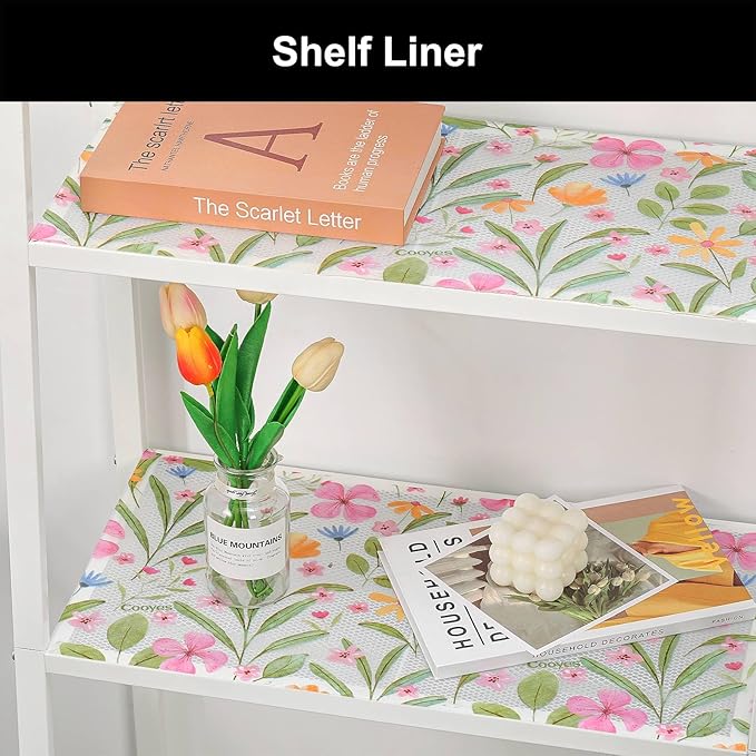 Cooyes Shelf Liner – Premium Non-Adhesive Cabinet & Drawer Liner for Kitchen – Waterproof Shelf Paper with Modern Pattern – Durable EVA Cabinet Mat – Easy to Cut （17.5" W x 78.7" L）