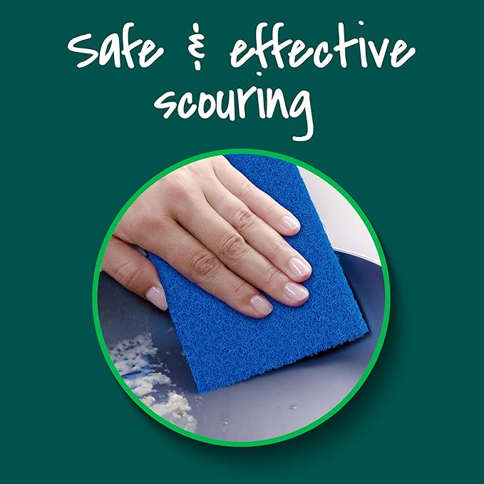 Scotch-Brite Zero Scratch Scouring Pad, Effective + Gentle Dish Scrubber for Household Cleaning, 2 Scrub Pads for Dishes, Nonstick Pots and Pans, Glass, Tubs, Showers, Reusable & Durable