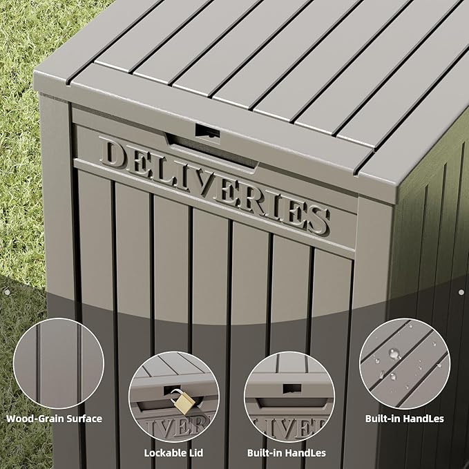 Package Delivery Box for Outside, 48 Gallon Storage with Lockable Secure Design, Large Resin Outdoor Package Drop Cabinet