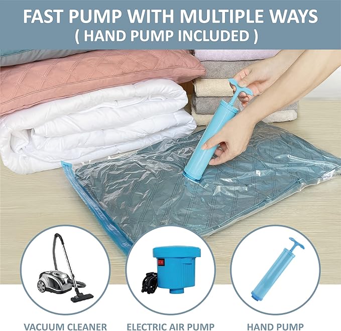 10 Large Vacuum Storage Bags, Large Vacuum Seal Bags for Clothing, Compression Space Saver for Travel Lugggage, Blankets, Comforters
